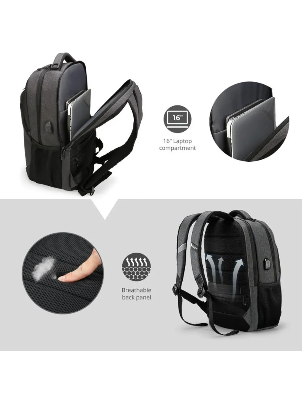 Stylish 16-Inch Laptop Backpack for Men & Women | Travel & Work Ready Design